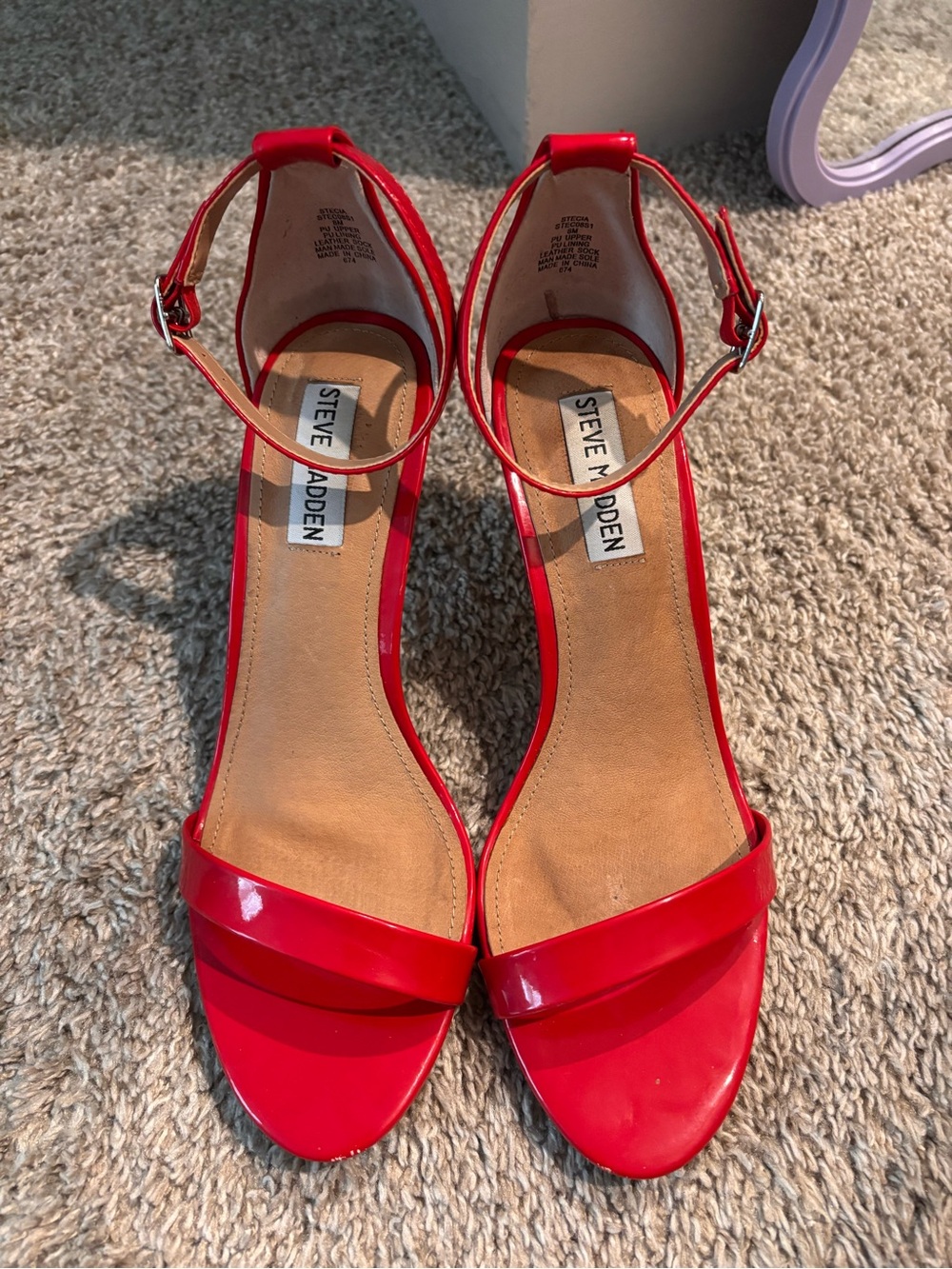 Steve Madden Red Patent Ankle-Strap Heels
